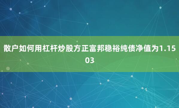 散户如何用杠杆炒股方正富邦稳裕纯债净值为1.1503